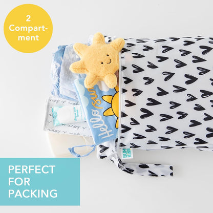 Roamio Waterproof Wet Bag for Baby, Travel, Swim Suit, Cloth Diapers, Pump Parts, Pool, Beach, Gym Clothes, Toiletry, Hook to Stroller, Daycare, Zip Reusable Wetdry Packing Pouch, Multi Check - Colors A