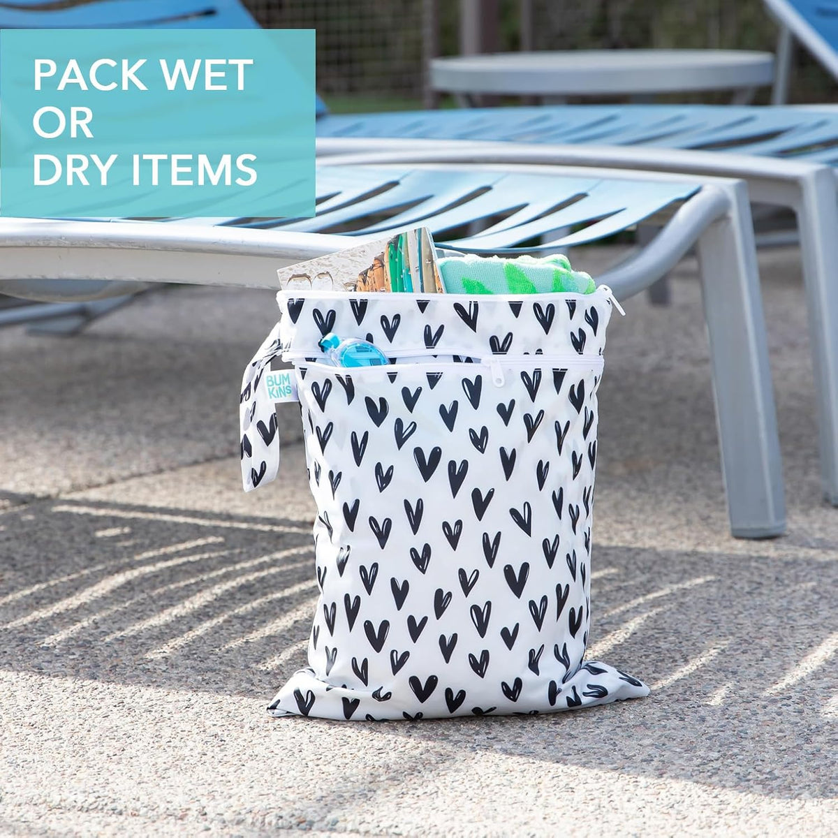 Roamio Waterproof Wet Bag for Baby, Travel, Swim Suit, Cloth Diapers, Pump Parts, Pool, Beach, Gym Clothes, Toiletry, Hook to Stroller, Daycare, Zip Reusable Wetdry Packing Pouch, Multi Check - Colors A