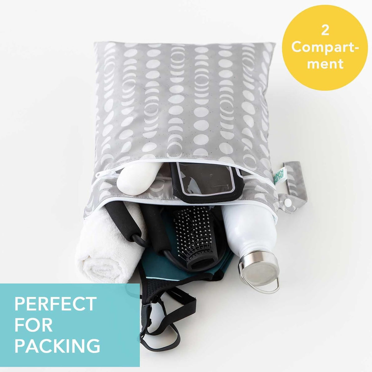 Roamio Waterproof Wet Bag for Baby, Travel, Swim Suit, Cloth Diapers, Pump Parts, Pool, Beach, Gym Clothes, Toiletry, Hook to Stroller, Daycare, Zip Reusable Wetdry Packing Pouch, Multi Check - Colors A