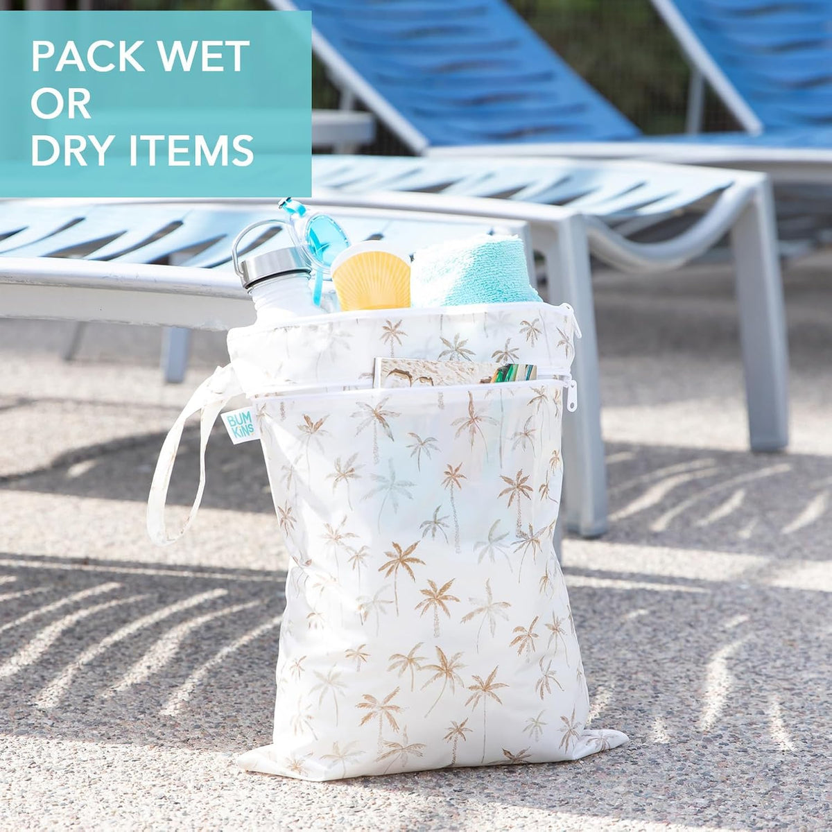 Roamio Waterproof Wet Bag for Baby, Travel, Swim Suit, Cloth Diapers, Pump Parts, Pool, Beach, Gym Clothes, Toiletry, Hook to Stroller, Daycare, Zip Reusable Wetdry Packing Pouch, Multi Check - Colors A