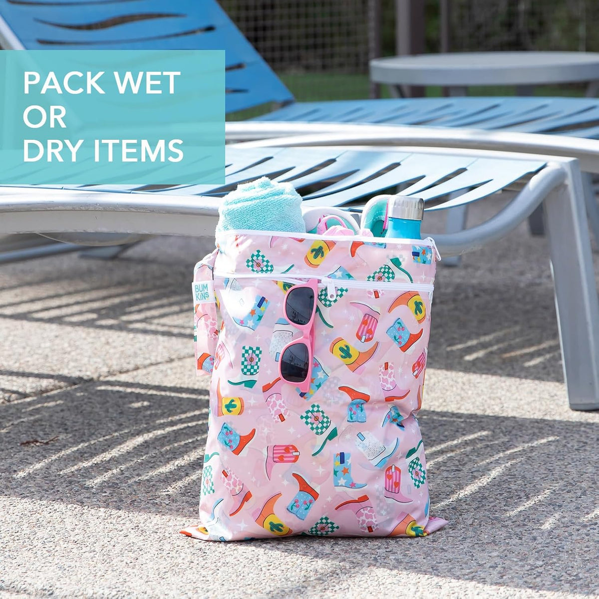 Roamio Waterproof Wet Bag for Baby, Travel, Swim Suit, Cloth Diapers, Pump Parts, Pool, Beach, Gym Clothes, Toiletry, Hook to Stroller, Daycare, Zip Reusable Wetdry Packing Pouch, Multi Check - Colors A