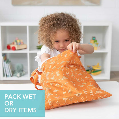 Roamio Waterproof Wet Bag for Baby, Travel, Swim Suit, Cloth Diapers, Pump Parts, Pool, Beach, Gym Clothes, Toiletry, Hook to Stroller, Daycare, Zip Reusable Wetdry Packing Pouch, Multi Check - Colors A
