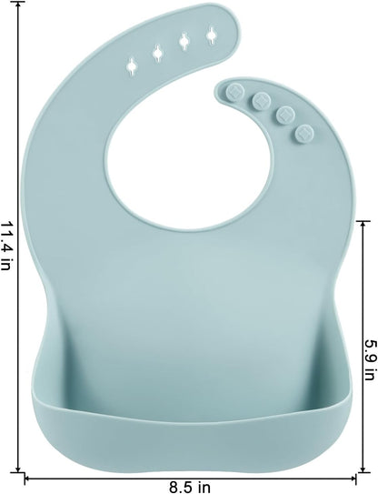 3 Pack Silicone Bibs for Boys Girls for Babies & Toddlers, Waterproof Feeding Bib with Large Food Catcher, BPA Free