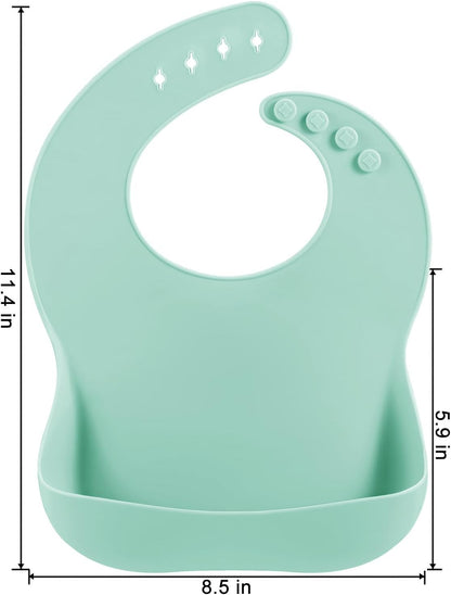 3 Pack Silicone Bibs for Boys Girls for Babies & Toddlers, Waterproof Feeding Bib with Large Food Catcher, BPA Free