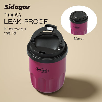 Coffee Mug 10 oz Ceramic Lined Tumbler, Double Wall Stainless Steel Cup with Lid, Mini Water Bottle, Vacuum Insulated Travel Mug for Home Office, Pink