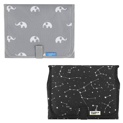 2 Sets Portable Changing Pad Travel - Waterproof Compact Diaper Changing Mat with Built-in Pillow - Lightweight & Foldable Changing Station, Newborn Shower Gifts (Star and Elephant)
