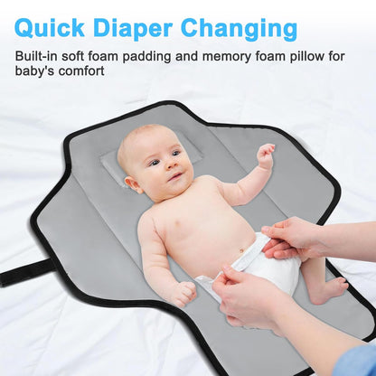 2 Sets Portable Changing Pad Travel - Waterproof Compact Diaper Changing Mat with Built-in Pillow - Lightweight & Foldable Changing Station, Newborn Shower Gifts (Star and Elephant)