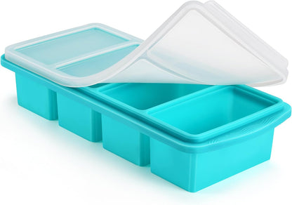Silicone Freezer Tray with Lid, 1-Cup, Aqua