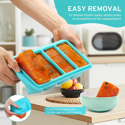 Silicone Freezer Tray with Lid, 1-Cup, Aqua