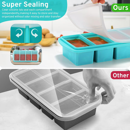 Silicone Freezer Tray with Lid, 1-Cup, Aqua