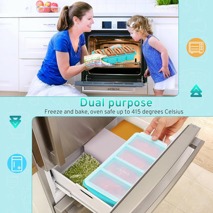 Silicone Freezer Tray with Lid, 1-Cup, Aqua