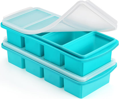 Silicone Freezer Tray with Lid, 1-Cup, Aqua