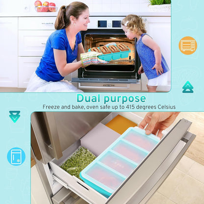 Silicone Freezer Tray with Lid, 1-Cup, Aqua