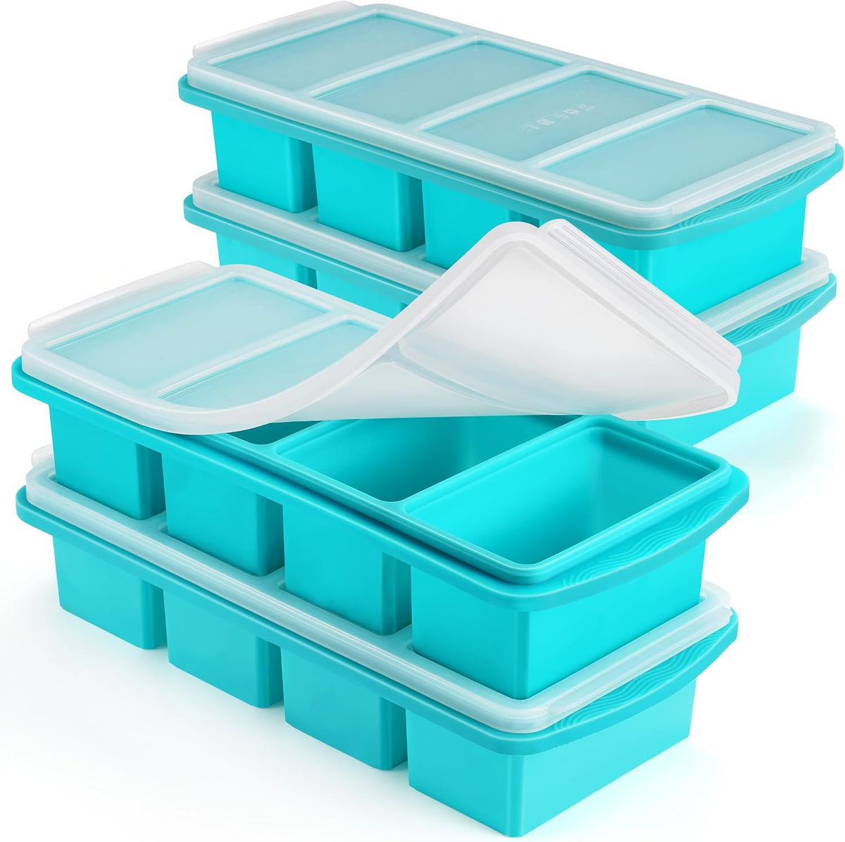 Silicone Freezer Tray with Lid, 1-Cup, Aqua