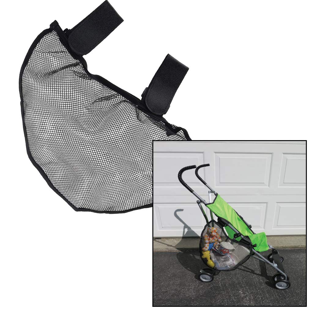 2 Pack Bike/Stroller Storage Bag - Side Sling, Hook & Loop Easy Attach - Mesh Design, Non-Slip Straps, Additional Storage for Strollers & Bicycles, Durable Polyester, Black