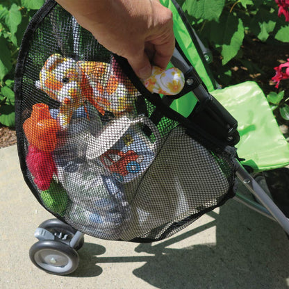 2 Pack Bike/Stroller Storage Bag - Side Sling, Hook & Loop Easy Attach - Mesh Design, Non-Slip Straps, Additional Storage for Strollers & Bicycles, Durable Polyester, Black