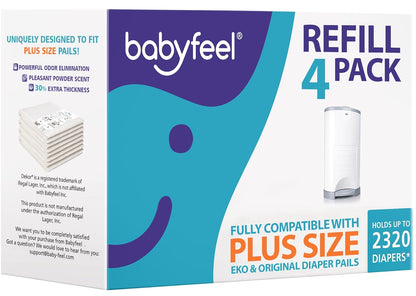 Refill Bags Compatible with DEKOR PLUS Diaper Pails, 4 Pack