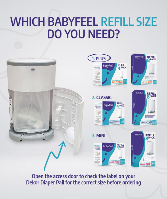 Refill Bags Compatible with DEKOR PLUS Diaper Pails, 4 Pack