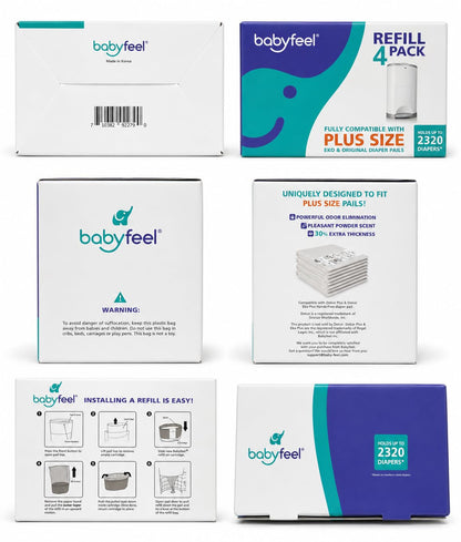 Refill Bags Compatible with DEKOR PLUS Diaper Pails, 4 Pack