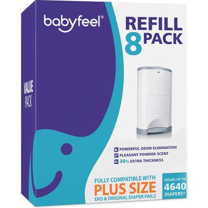 Refill Bags Compatible with DEKOR PLUS Diaper Pails, 4 Pack