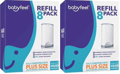 Refill Bags Compatible with DEKOR PLUS Diaper Pails, 4 Pack