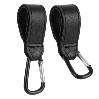 Stroller Hooks for Bags Carabiner with Strap Non-Slip One-Hand Opening Heavy-Duty Compatible with Strollers Mobility Scooters Golf Push Carts 2 Pack