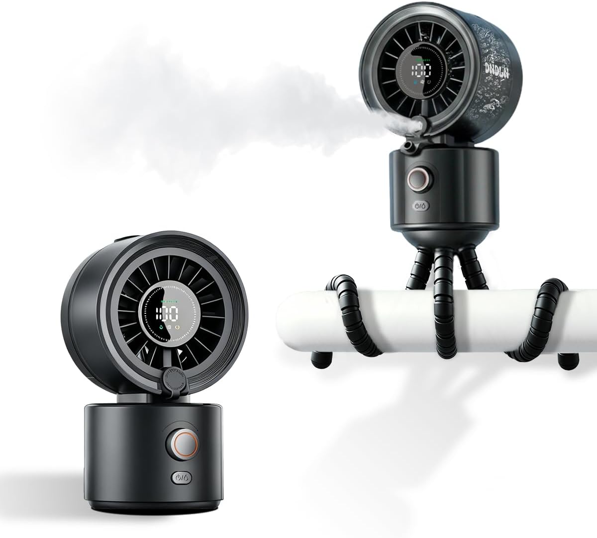 DNDLN 2-in-1 Stroller Misting Fan Golf Cart Fan, 100 Speeds Stepless Portable Baby Fan with Flexible Tripod, 120° Auto Oscillating Clip on Fan, 4000mAh battery, Summer Travel Must Haves