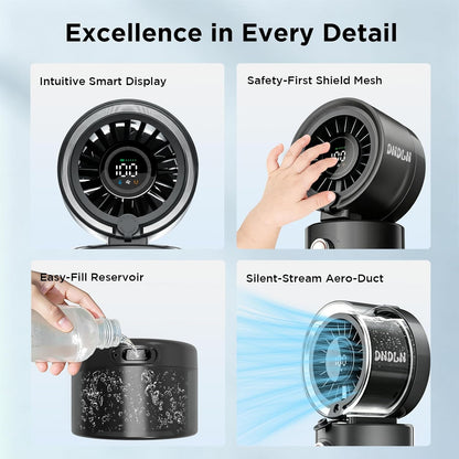 DNDLN 2-in-1 Stroller Misting Fan Golf Cart Fan, 100 Speeds Stepless Portable Baby Fan with Flexible Tripod, 120° Auto Oscillating Clip on Fan, 4000mAh battery, Summer Travel Must Haves