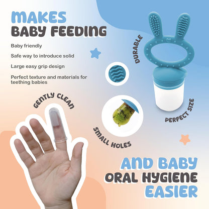 Silicone Baby Feeding Set - Infant Tableware for First Foods & Baby, Led Weaning (0+ Months), Easy to Clean, Durable, Perfect for Baby Boy or Girl, Solid Feeding - Blue - Deluxe