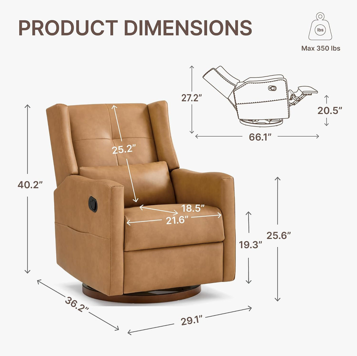 Upholstered Recliner Swivel Glider Nursery Chair Reclining Performance Fabric Rocker with Wood Base,Boucle,Moss Green