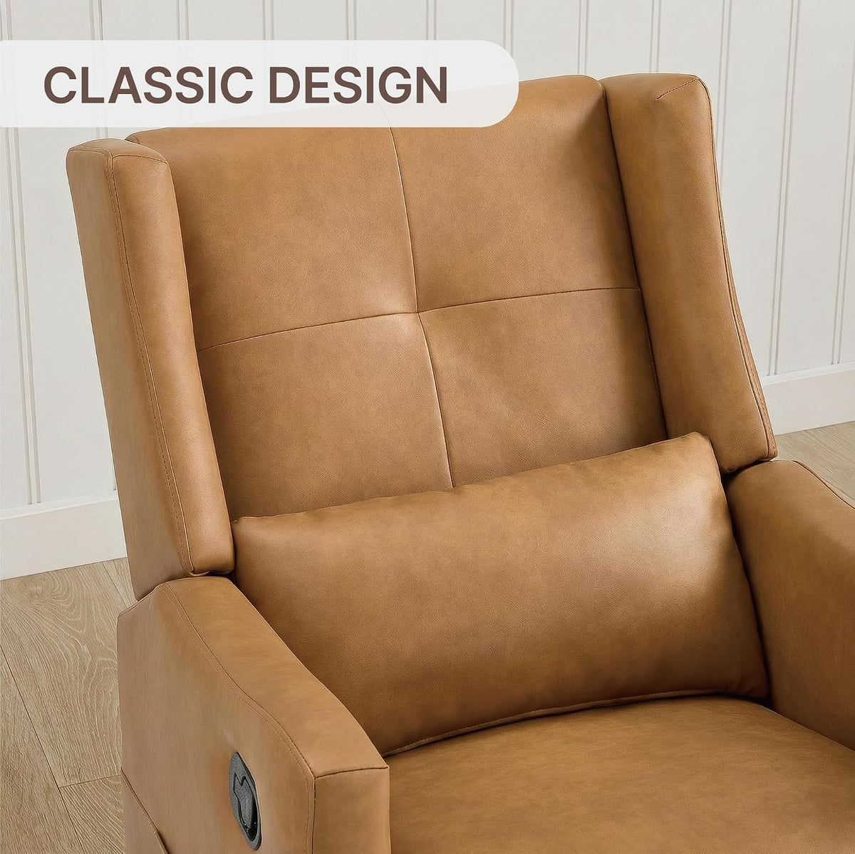 Upholstered Recliner Swivel Glider Nursery Chair Reclining Performance Fabric Rocker with Wood Base,Boucle,Moss Green