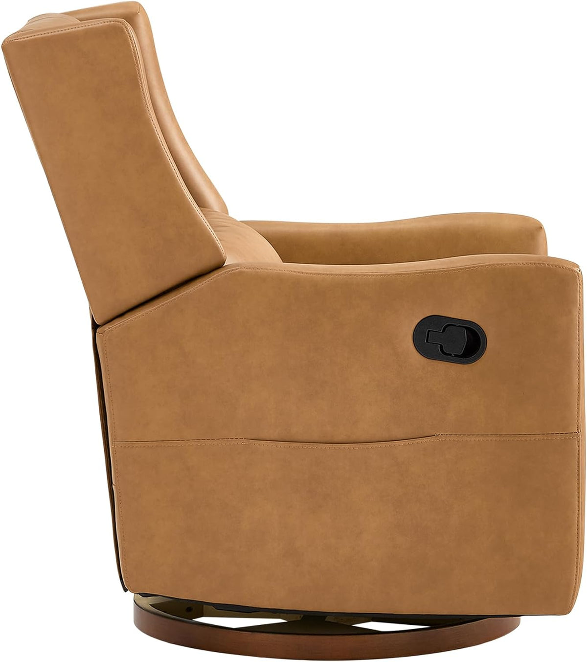 Upholstered Recliner Swivel Glider Nursery Chair Reclining Performance Fabric Rocker with Wood Base,Boucle,Moss Green