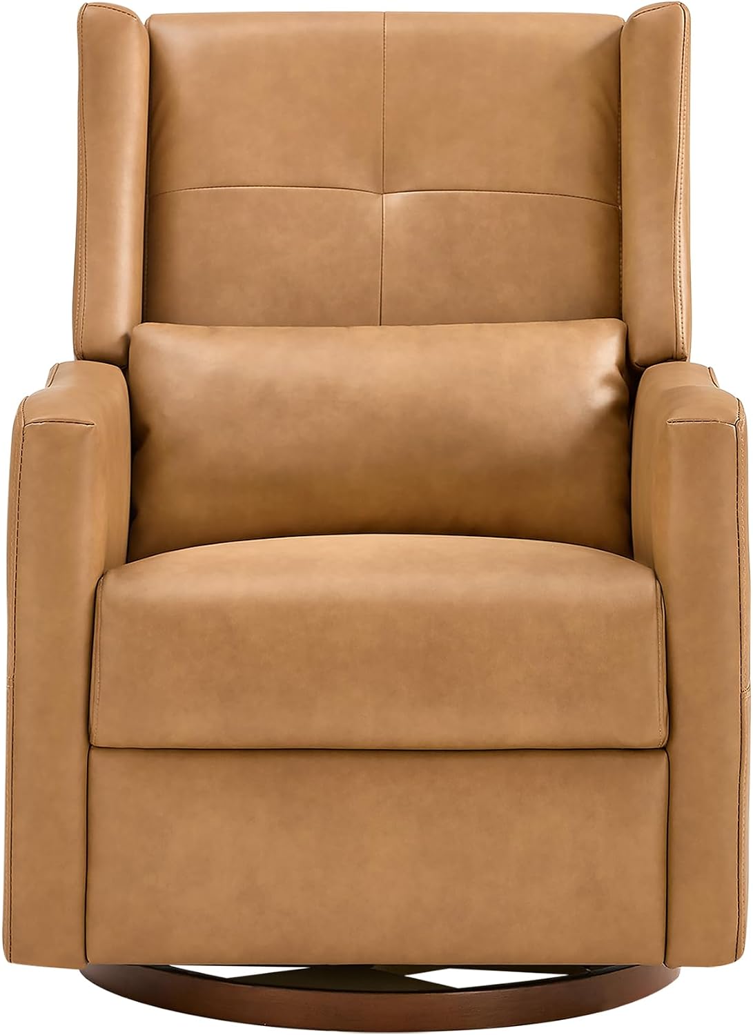 Upholstered Recliner Swivel Glider Nursery Chair Reclining Performance Fabric Rocker with Wood Base,Boucle,Moss Green