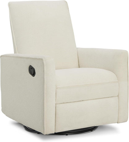 Upholstered Recliner Swivel Glider Nursery Chair Reclining Performance Fabric Rocker with Wood Base,Boucle,Moss Green