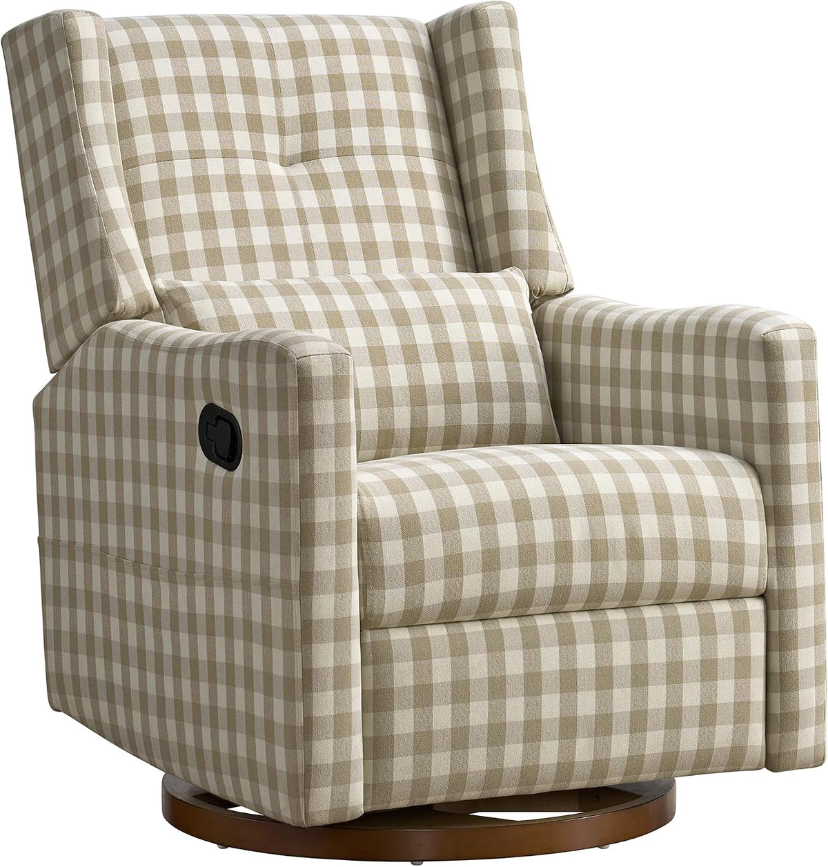 Upholstered Recliner Swivel Glider Nursery Chair Reclining Performance Fabric Rocker with Wood Base,Boucle,Moss Green