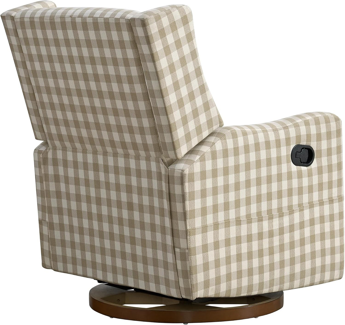 Upholstered Recliner Swivel Glider Nursery Chair Reclining Performance Fabric Rocker with Wood Base,Boucle,Moss Green