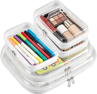 5 Pack Clear Hard Shell Storage Case for Makeup Organizer & Travel Toiletry