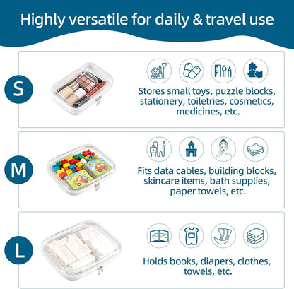 5 Pack Clear Hard Shell Storage Case for Makeup Organizer & Travel Toiletry