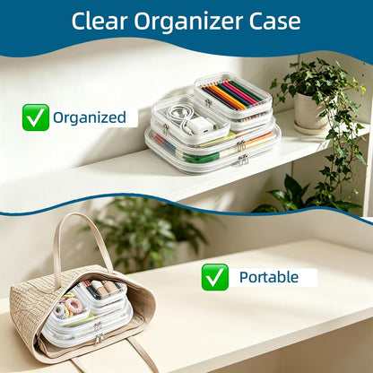5 Pack Clear Hard Shell Storage Case for Makeup Organizer & Travel Toiletry