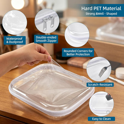 5 Pack Clear Hard Shell Storage Case for Makeup Organizer & Travel Toiletry