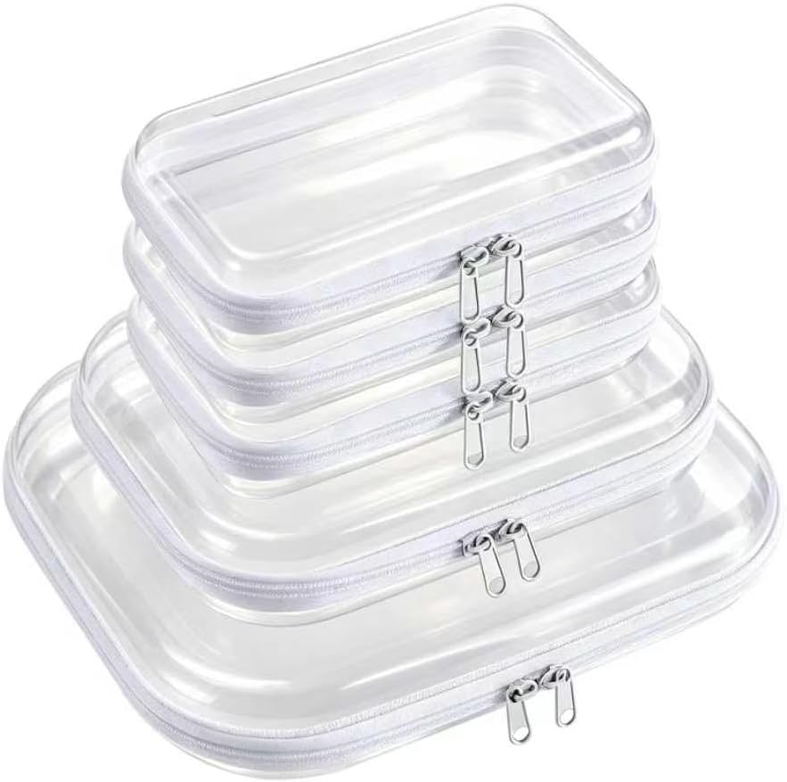 5 Pack Clear Hard Shell Storage Case for Makeup Organizer & Travel Toiletry
