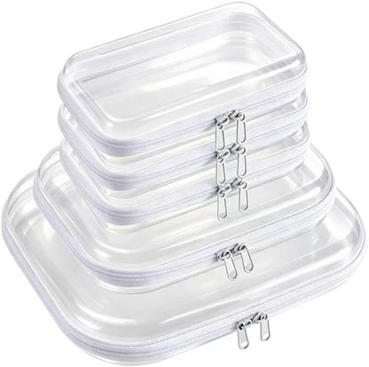 5 Pack Clear Hard Shell Storage Case for Makeup Organizer & Travel Toiletry