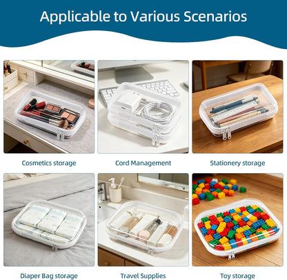 5 Pack Clear Hard Shell Storage Case for Makeup Organizer & Travel Toiletry