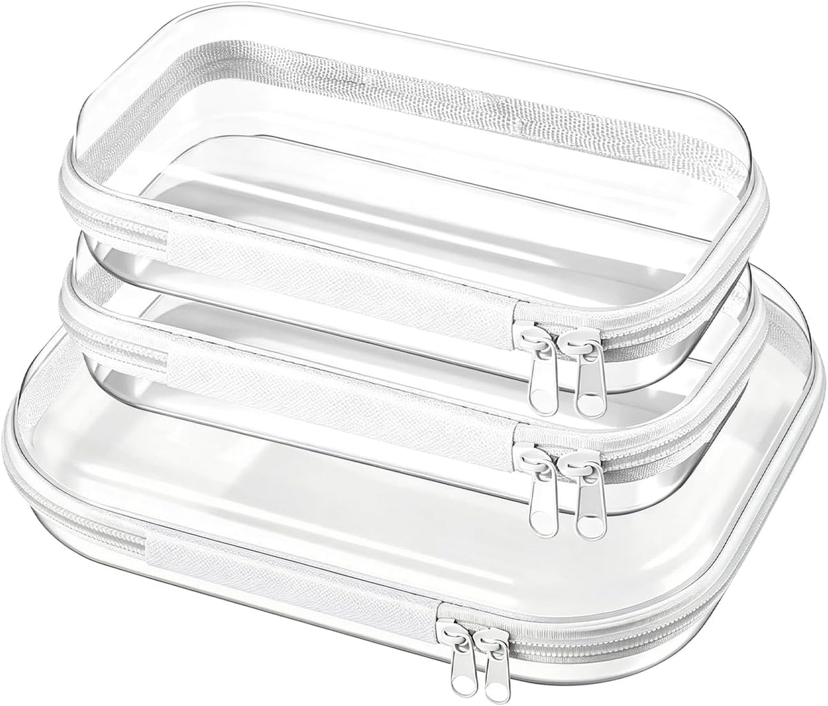 5 Pack Clear Hard Shell Storage Case for Makeup Organizer & Travel Toiletry