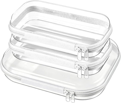 5 Pack Clear Hard Shell Storage Case for Makeup Organizer & Travel Toiletry