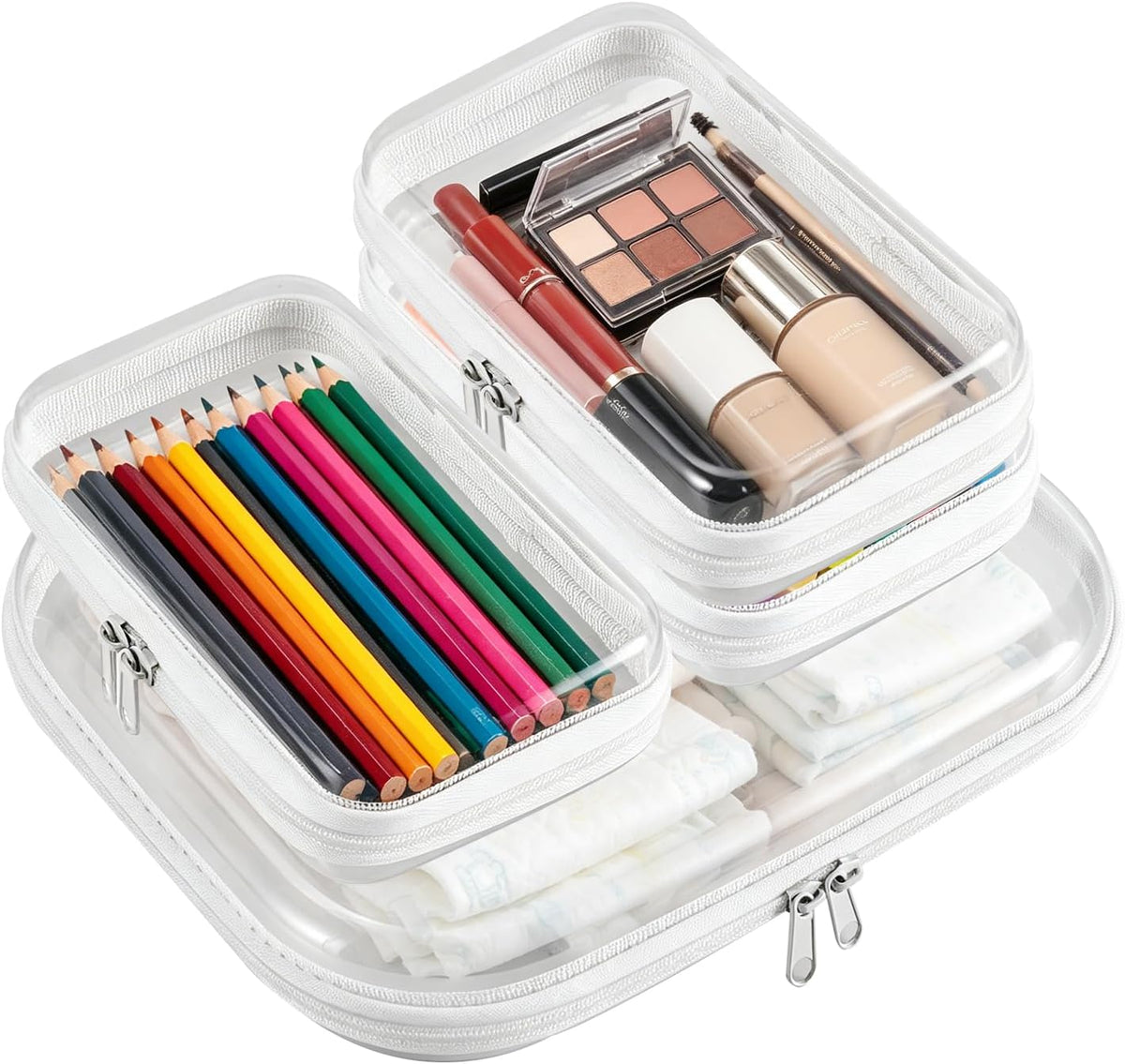 5 Pack Clear Hard Shell Storage Case for Makeup Organizer & Travel Toiletry