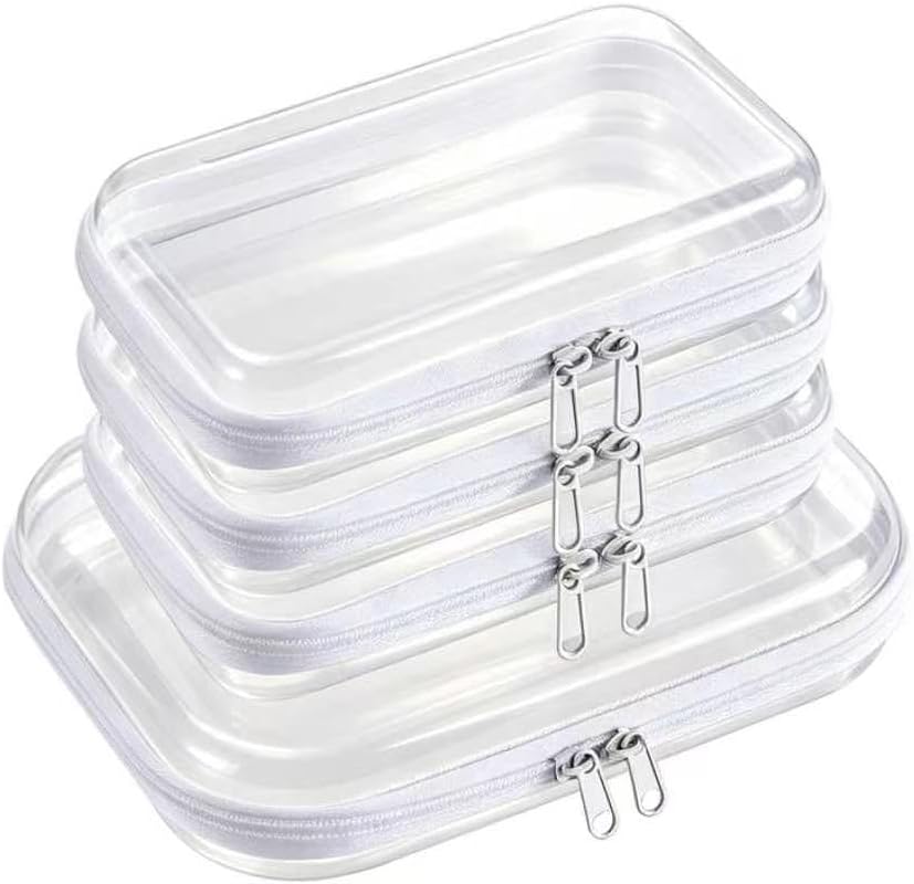 5 Pack Clear Hard Shell Storage Case for Makeup Organizer & Travel Toiletry