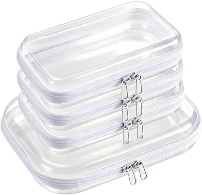 5 Pack Clear Hard Shell Storage Case for Makeup Organizer & Travel Toiletry