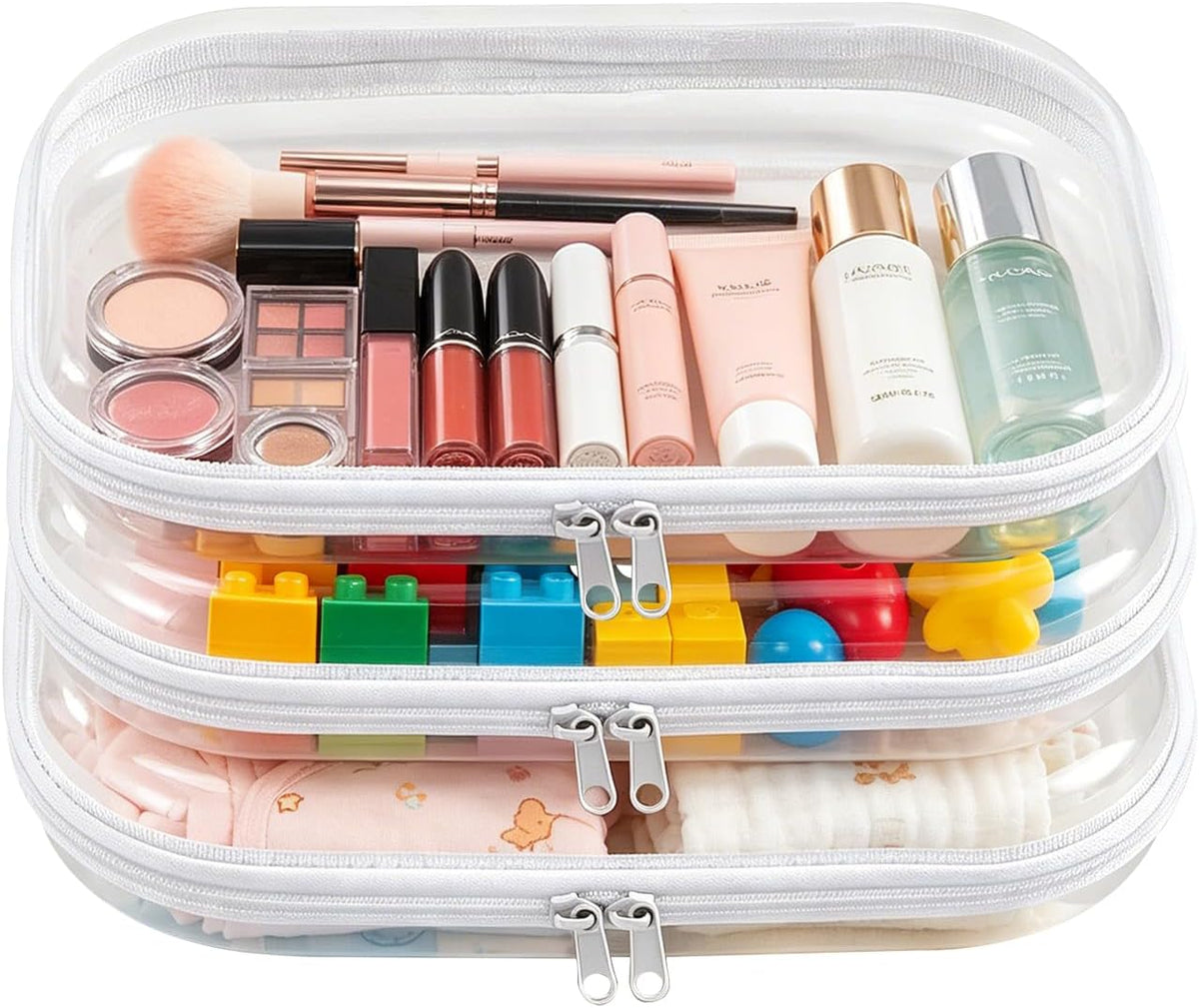 5 Pack Clear Hard Shell Storage Case for Makeup Organizer & Travel Toiletry