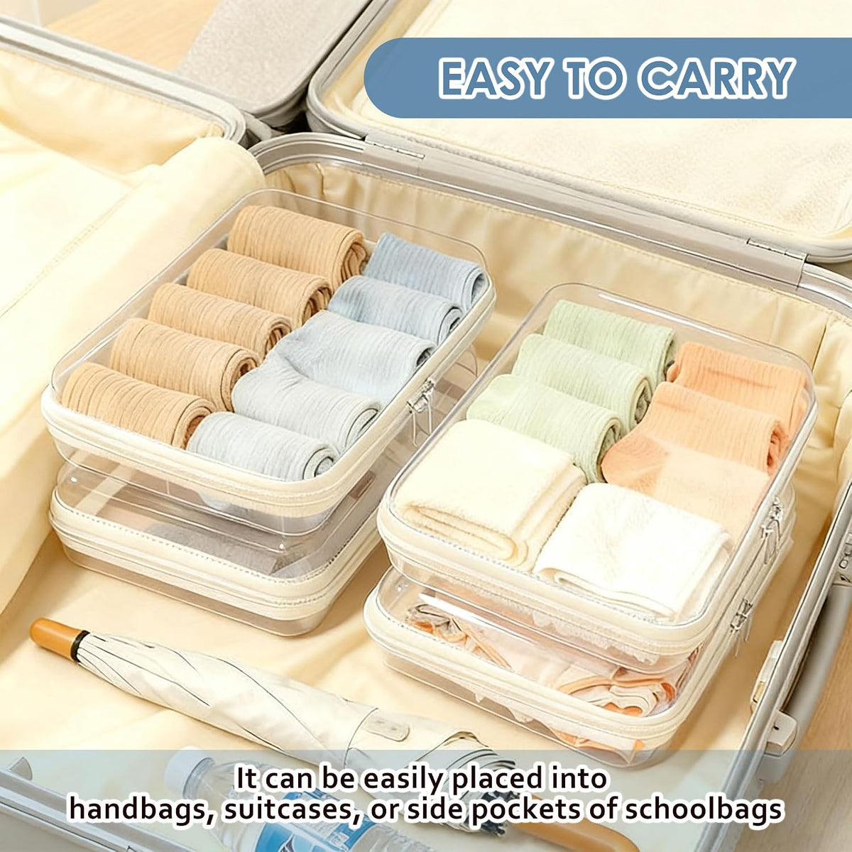 5 Pack Clear Hard Shell Storage Case for Makeup Organizer & Travel Toiletry